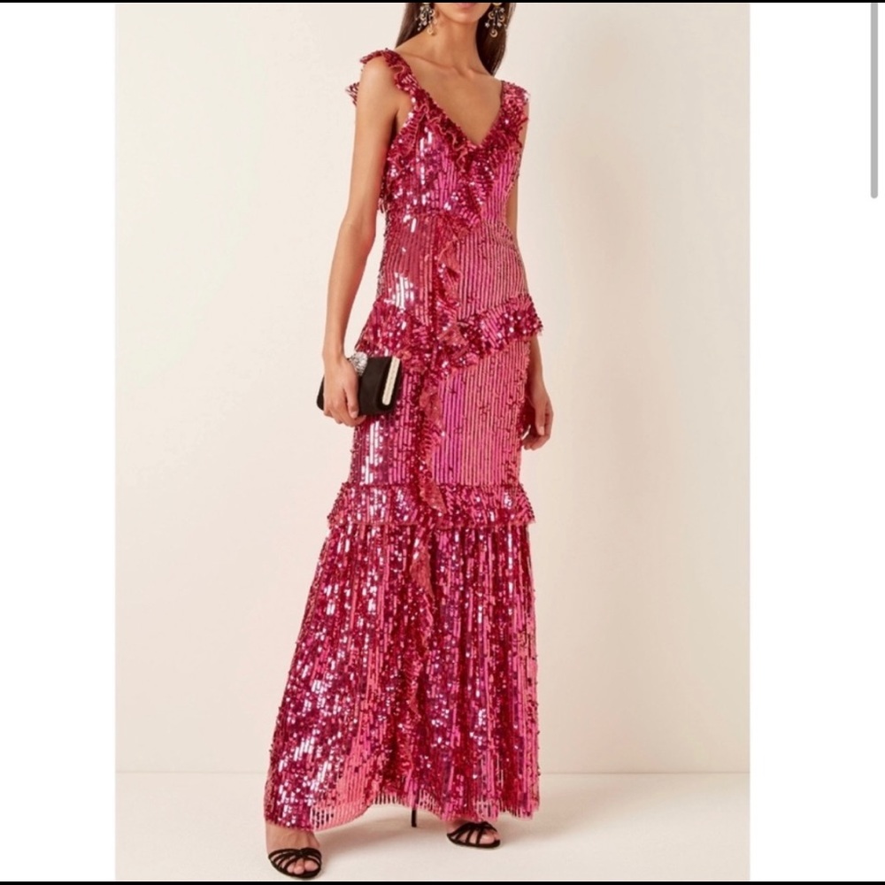NWT Needle & Thread Scarlett Pink Sequin Gown